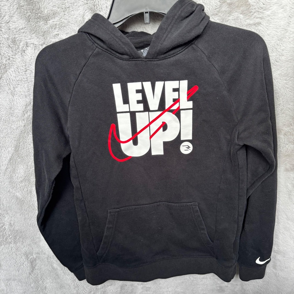 Nike Youth Black "Level Up" Graphic Hoodie Pullover Size L (12–13 Years)